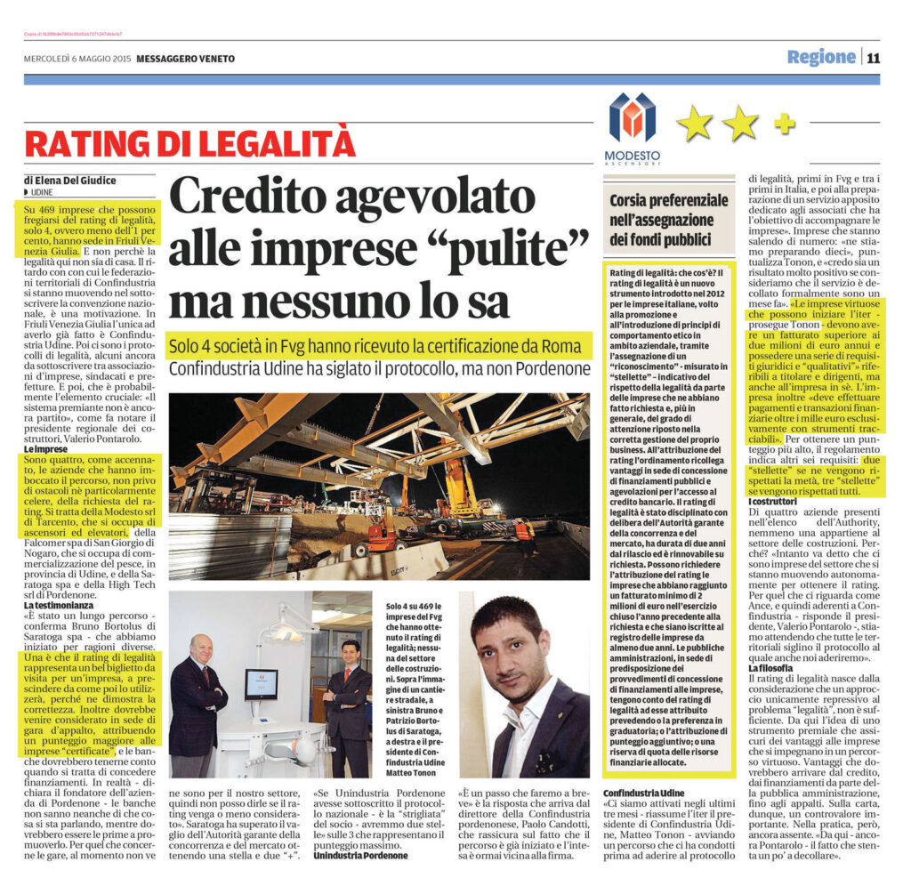Modesto S.r.l. - Rating Legalità